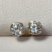 14K YELLOW GOLD CZ   EARRINGS, MADE IN CANADA