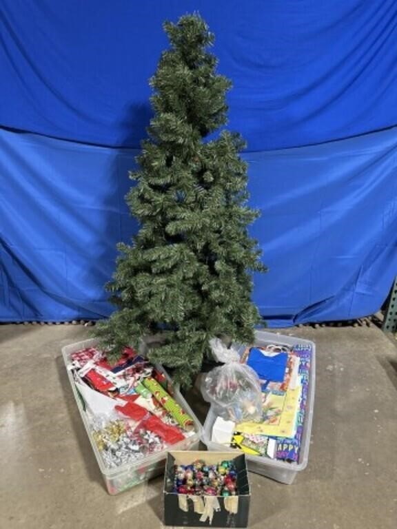 Lighted Christmas Tree with 2 Totes of Christmas