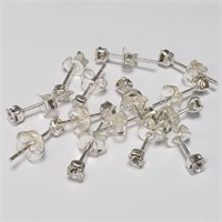 SILVER PACK OF 8 PAIRS CZ   EARRINGS