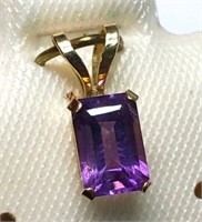 14K YELLOW GOLD AMETHYST  PENDANT, MADE IN CANADA