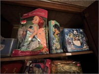 TWO DISNEY DOLLS AND MICKEY FAMILY GAMES