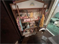 LARGE DOLL HOUSE WITH FURNITURE AND DOLLS