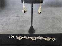 Black Stone Bracelet & Earrings