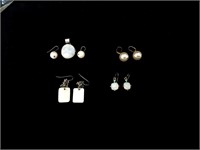 (1) Stone Pendant & 4 Prs Earrings