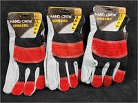 (3) Pr Hand Crew Leather & Mesh Gloves
