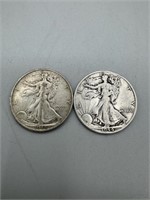 1941-D & 1942-D Walking Liberty Silver Half Dollar