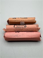 3 Rolls of old Wheat Pennies