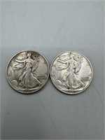 1941-D & 1942-D Walking Liberty Silver Half Dollar