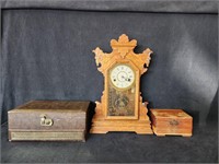 Old Seth Thomas Clock, Vintage Jewelry Box &