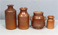 4pc Stoneware Ink Bottles & Related