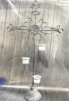 Metal Candle Holder Cross