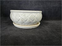Shallow Round Ceramic Planter w/Saucer