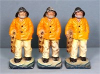 (3) Cast Iron Fisherman Doorstops