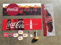 Coke Cola Lot, Plastic Signs, Patches, Statue