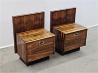 Pair Rosewood Chrome Night Stands Bedside Tables