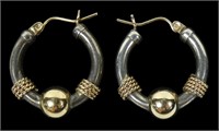 14K and sterling silver two-tone hoop earrings,