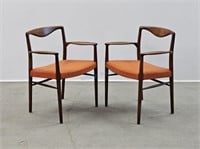 Pair Kai Lyngfeldt Larsen Teak Dining Arm Chairs