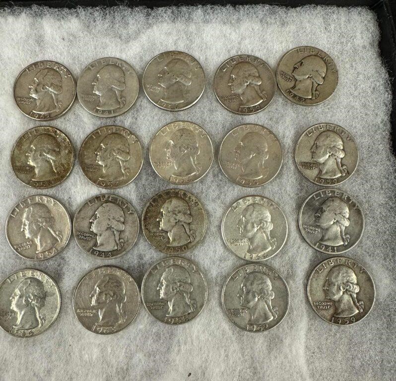 Silver Washington Quarters (20)