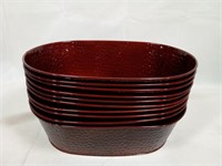 Lot of 10 - Red Metal Oval Planters, 13.5"