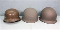 (3) Vintage Post-WWII Military Helmets