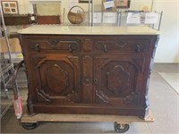 Vintage marble top 2 cabinet buffet