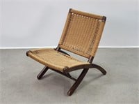 Beechwood Folding Rope Cord Chair Wegner Style