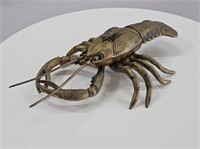 Realistic Brass Lobster Stash Box Sculpture XL