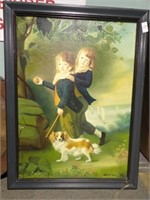 SIGNED O/C CHILDREN W/ DOG 40x30