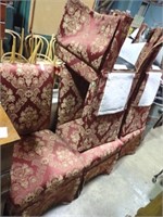5 RED & GOLD UPHOLSTERED CHAIRS