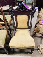 Victorian Hand Carved wooden upholstered chair