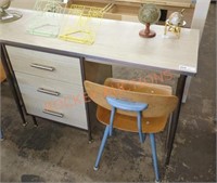 Vintage mid-century modern two-tone metal desk