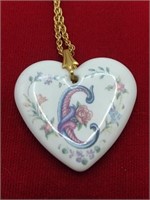 Ceramic Heart "C" Pendant Necklace