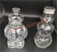 Vintage glass holiday bottles bear and snowman