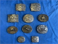 Collection of 10 Hesston Belt Buckles