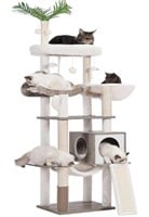 HEYBLY 61.4IN WOOD CAT TREE(RUSTIC GREY)