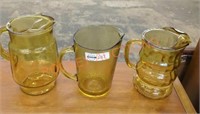 Vintage amber glass pitcher lot