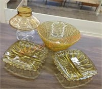 Vintage amber glassware lot