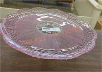 Vintage MCM Gorham Crystal pink cake plate