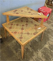 Vintage MCM tile topped teared table