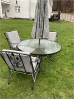 ROUND GLASS TOP PATIO TABLE WITH MATCHING