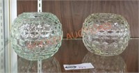 Vintage Homco clear glass round candle holder pair