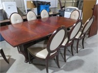 HENKEL-HARRIS  MAHOGANY INLAY TABLE W 8 CHAIRS