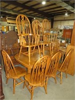 BEAUTIFUL DBL PEDESTAL DINNING TABLE W8 CHAIRS