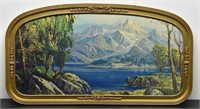 Vintage Print of Mountain Lake Landscape