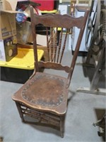 EARLY SPINDLE BACK CHAIR WITH LEATHER SEAT