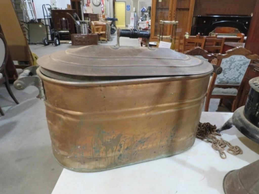 COPPER BRASS BOILER WITH LID & HANDLES