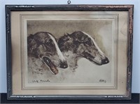 'Wolf Hounds' by Kelly, Pair of Wolfhounds Print