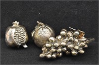 (3) Two's Company Silverplated Grapes, Orange, ...