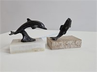 2 Siggy Puchta Bronze Sculptures Salmon Dolphin