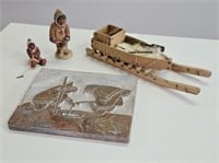 4pc Indigenous Art Pottery & Marble Wood Sculpture